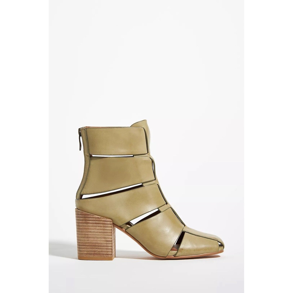 SILENT D Anthropologie Womens Size EUR 39 Green Leather Sergio Ankle Boots Shoes